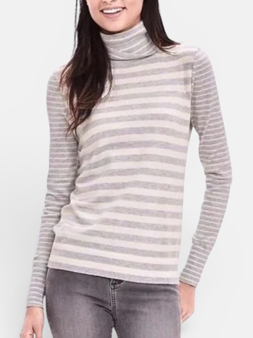 Banana Republic Cashmere + Cotton Striped Turtleneck Sweater Women’s Size XS